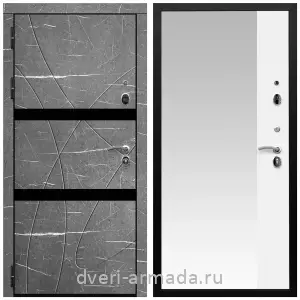 Черные входные двери, Металлическая дверь входная Армада Престиж Черная шагрень МДФ 16 мм Торос графит / МДФ 16 мм ФЛЗ Панорама-1 Белый матовый