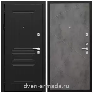 Темные входные двери, Дверь входная Армада Экстра МДФ 10 мм ФЛ-243 Черная шагрень / МДФ 10 мм ФЛ-291 Бетон темный