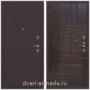 Входные двери с замками Mottura, Дверь входная Армада Комфорт Антик медь / МДФ 16 мм ФЛ-57 Дуб шоколад