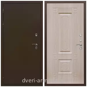 Тамбурные двери, Дверь входная уличная в дом Армада Термо Молоток коричневый/ МДФ 6 мм ФЛ-2 Дуб белёный для дачи на заказ двухконтурная