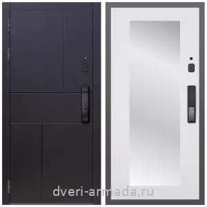 Двери МДФ для квартиры, Умная входная смарт-дверь Армада Оникс МДФ 10 мм Kaadas K9 / МДФ 16 мм ФЛЗ-Пастораль, Белый матовый