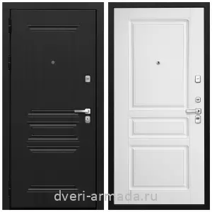 Металлические двери с шумоизоляцией и толстым полотном, Дверь входная Армада Экстра МДФ 10 мм ФЛ-243 Черная шагрень / МДФ 16 мм ФЛ-243 Белый матовый