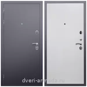 4 контура, Дверь входная Армада Люкс Антик серебро / МДФ 10 мм Гладкая белый матовый