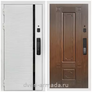 Входные двери 2050 мм, Умная входная смарт-дверь Армада Каскад WHITE МДФ 10 мм Kaadas K9 / МДФ 16 мм ФЛ-2 Мореная береза
