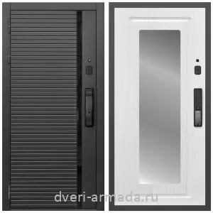 Двери МДФ для квартиры, Умная входная смарт-дверь Армада Каскад BLACK МДФ 10 мм Kaadas K9 / МДФ 16 мм ФЛЗ-120 Ясень белый