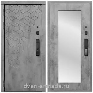 МДФ с зеркалом, Дверь входная Армада МДФ 16 мм Квадро Kaadas K9 /  МДФ 16 мм ФЛЗ-пастораль, Бетон темный