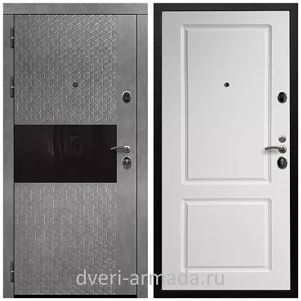 Дверь входная Армада Престиж Черная шагрень МДФ 16 мм Штукатурка графит / ФЛ-117 Белый матовый