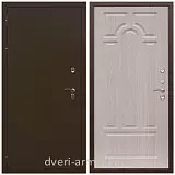 Дверь входная уличная в частный дом Армада Термо Молоток коричневый/ МДФ 6 мм ФЛ-58 Дуб белёный с терморазрывом морозостойкая
