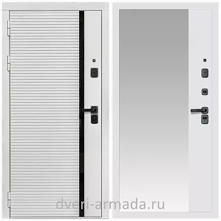 Дверь входная Армада Каскад WHITE МДФ 10 мм / МДФ 16 мм ФЛЗ-Панорама-1, Белый матовый